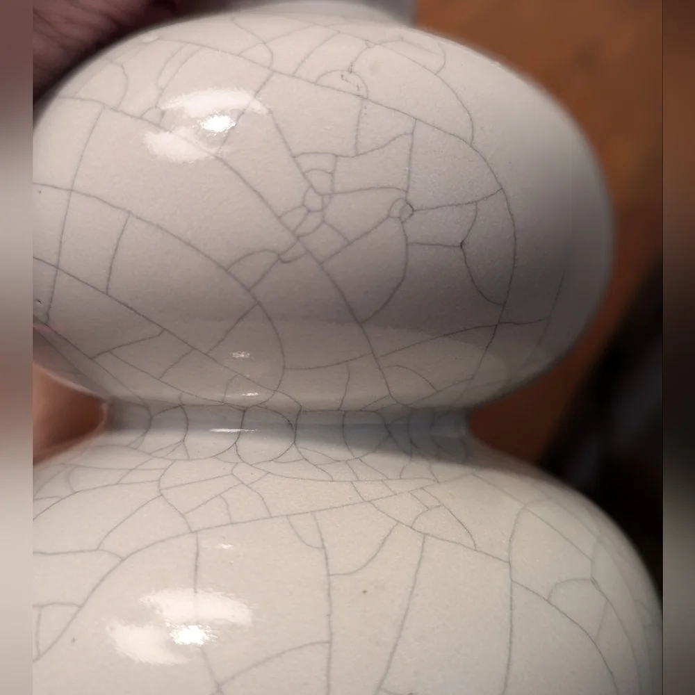 Crate & Barrel unique double gourd crackle vase